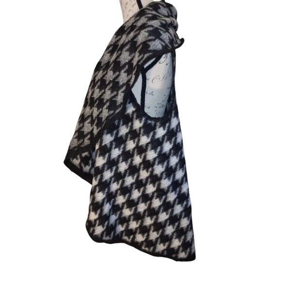 Alice V Womens Houndstooth Vest Cardigan One Size Open Front Wool Fall Designer - Picture 3 of 8